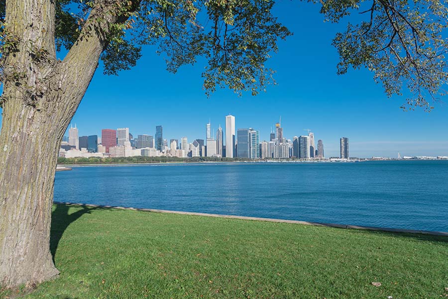 Oak Lawn IL - View Of Chicago Skyline From Park In Oak Lawn Illinois